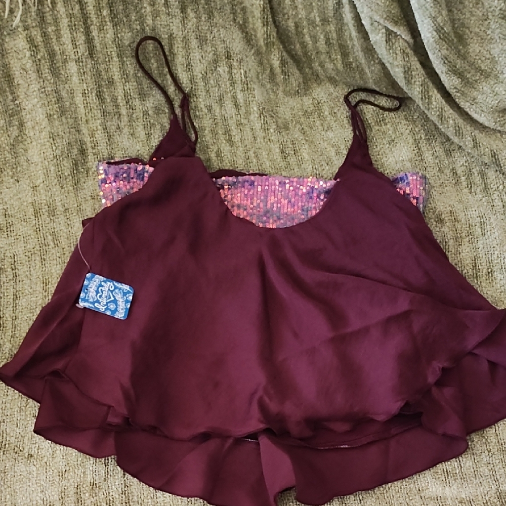 Red Sleeveless Asymmetrical Crop Camisole